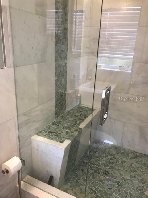 bathroom with walk in shower