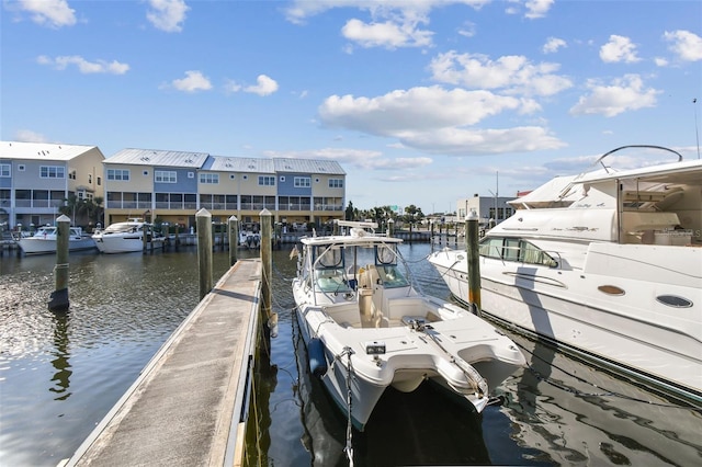 view of dock featuring a water view