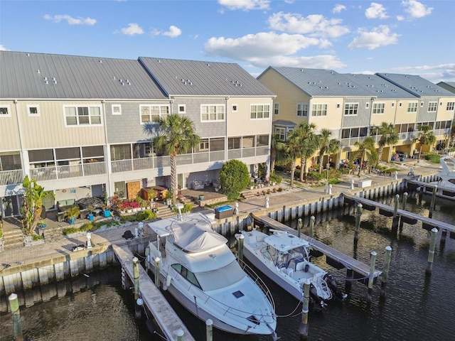 dock area featuring a water view