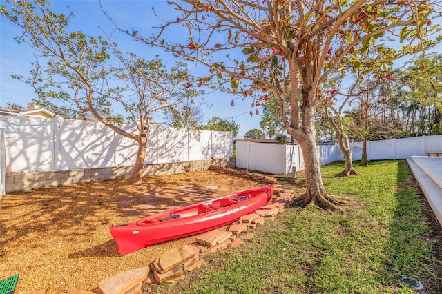 view of yard featuring a fenced backyard