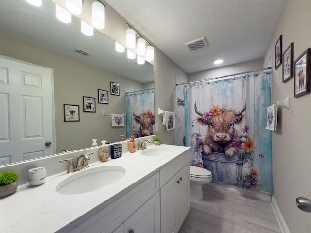 bathroom featuring toilet, a sink, and visible vents