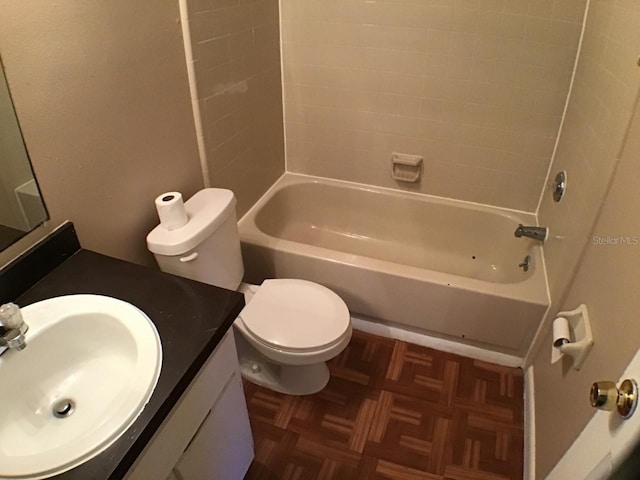 full bathroom featuring vanity, toilet, and shower / bathtub combination