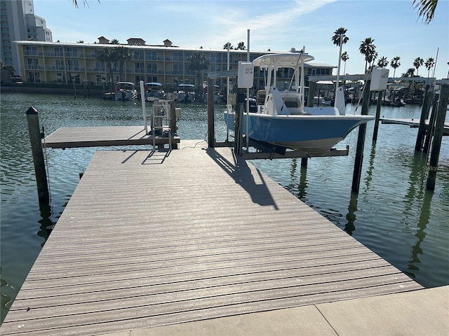 view of dock featuring a water view