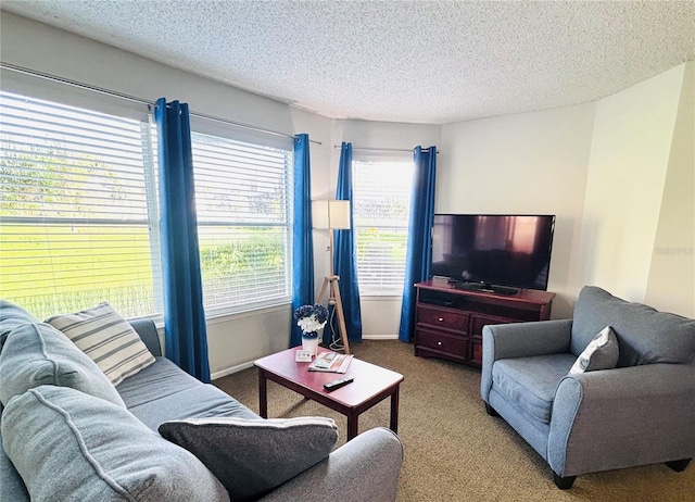 6337 Parc Corniche Dr Unit 2101, Orlando, FL 32821 - carpeted living room with a textured ceiling and baseboards