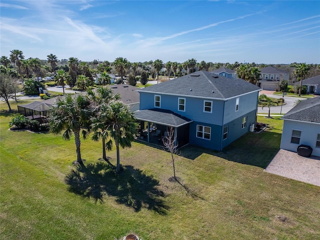 aerial view with a residential view