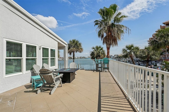 view of patio / terrace with a fire pit