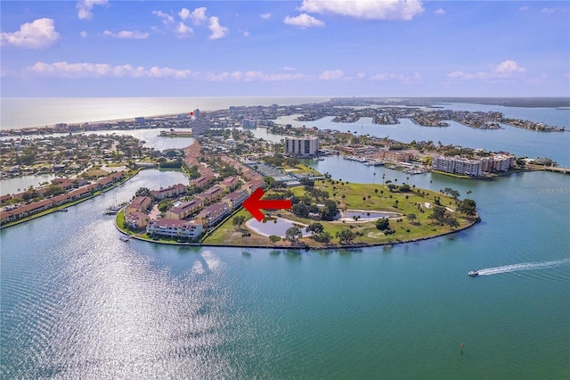 530 Sandy Hook Rd, Treasure Island, FL 33706 - birds eye view of property featuring a water view