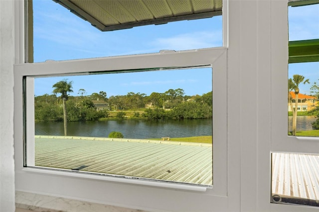 doorway with a water view