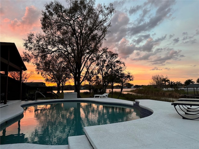 pool with a patio