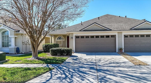 ranch-style home with a garage