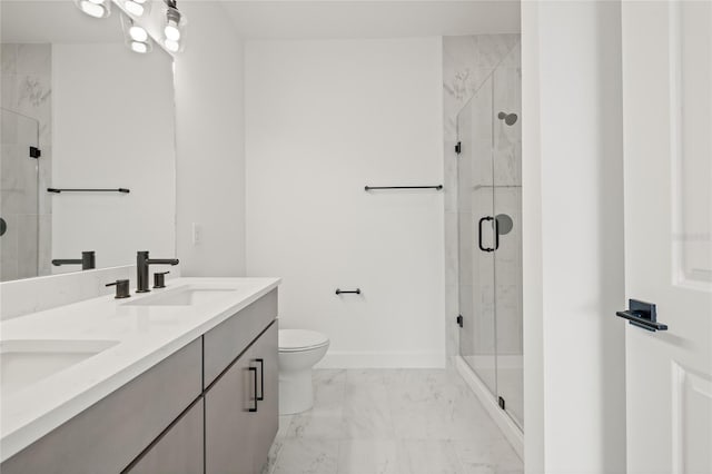 307 15th St N, Saint Petersburg, FL 33705 - full bath with marble finish floor, a stall shower, a sink, and baseboards