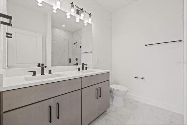 307 15th St N, Saint Petersburg, FL 33705 - full bath with marble finish floor, baseboards, a sink, and a stall shower