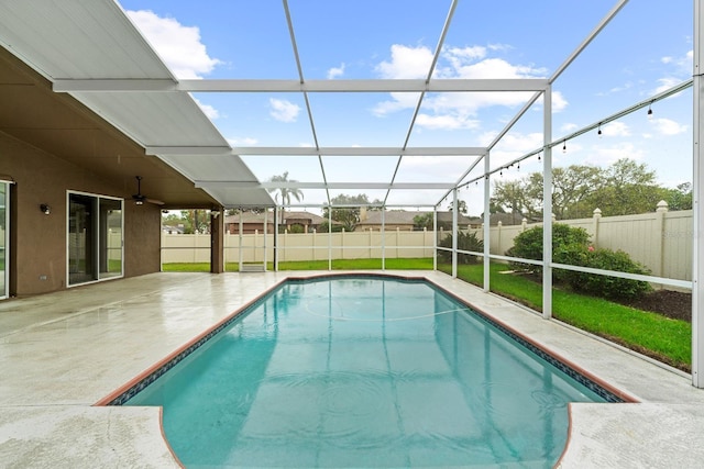 2015 Golf Manor Blvd, Valrico, FL 33596 - view of swimming pool featuring a patio, a fenced backyard, and a lanai