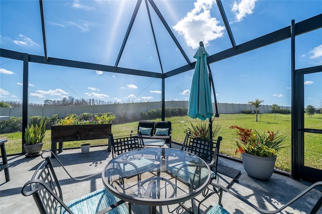 view of patio / terrace featuring outdoor dining space and a fenced backyard