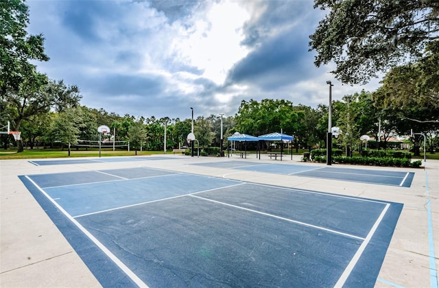 exterior space with community basketball court