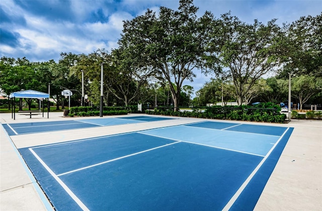 exterior space with community basketball court