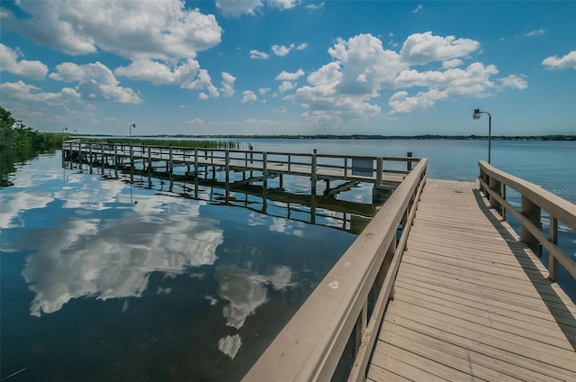 view of dock featuring a water view