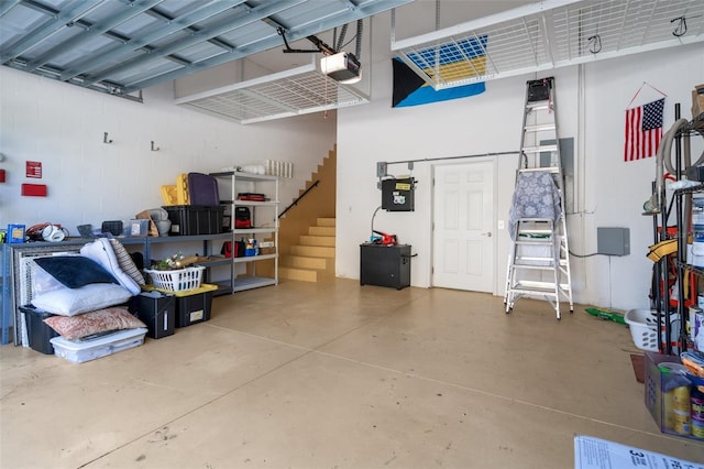 garage with a garage door opener