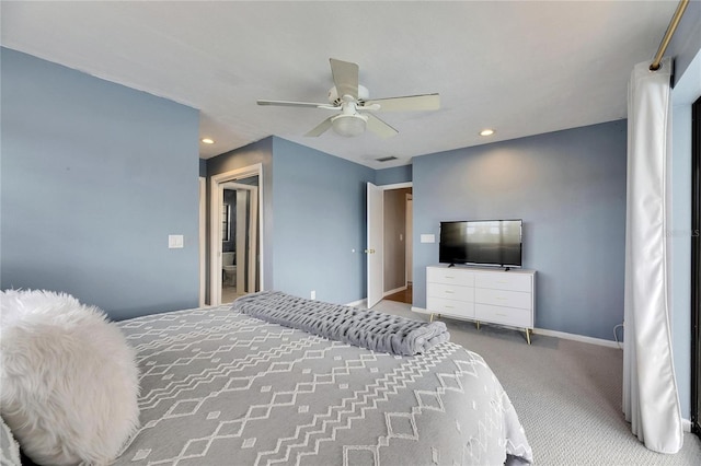 811 Eagle Ln, Apollo Beach, FL 33572 - bedroom featuring carpet flooring, a ceiling fan, and recessed lighting