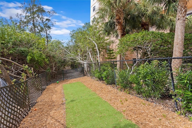 view of yard with a fenced backyard
