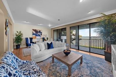 living room with wood-type flooring