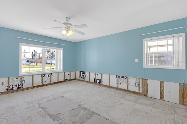 spare room featuring ceiling fan