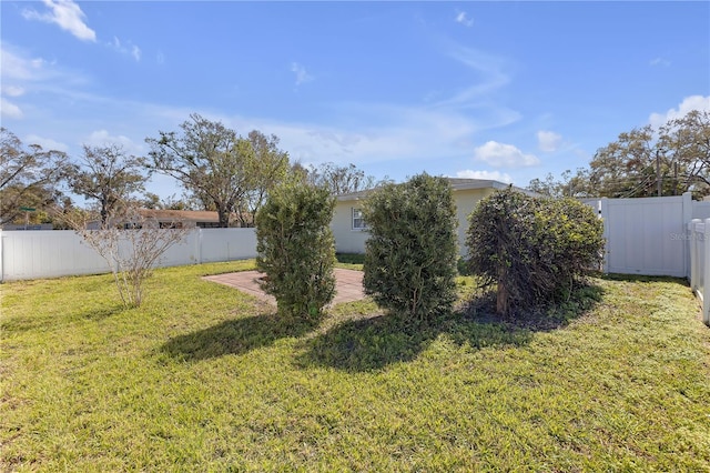 view of yard featuring a fenced backyard