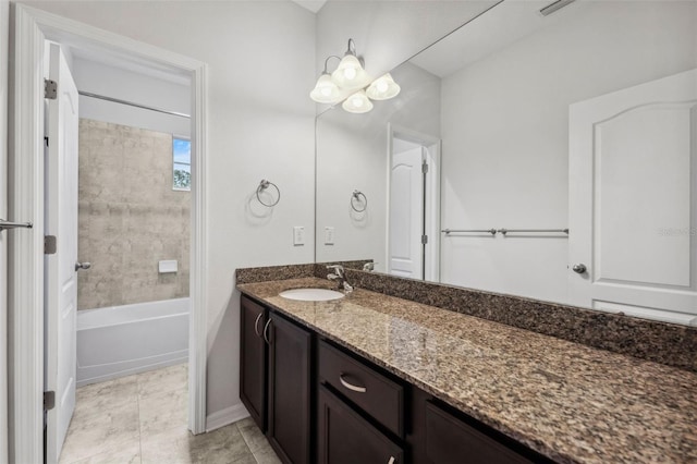 bathroom with visible vents, tile patterned flooring, and vanity