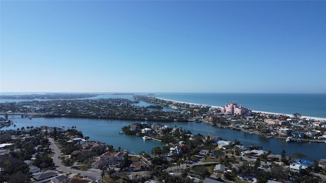 aerial view with a water view and a city view