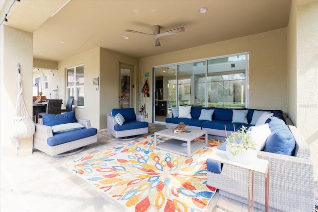 view of patio / terrace featuring outdoor lounge area and ceiling fan