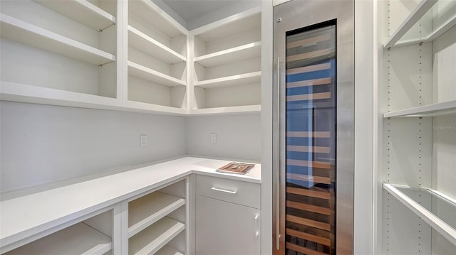 pantry featuring wine cooler