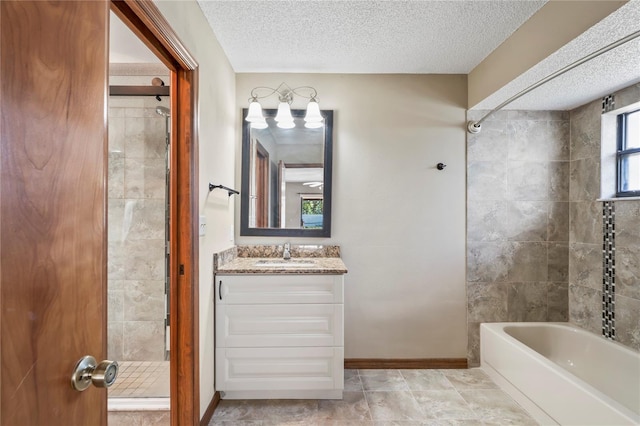 13112 Groveland St, Spring Hill, FL 34609 - full bath featuring baseboards, tub / shower combination, a textured ceiling, and vanity