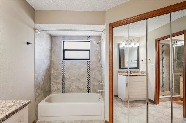 13112 Groveland St, Spring Hill, FL 34609 - full bathroom with a textured ceiling, shower / tub combination, and vanity