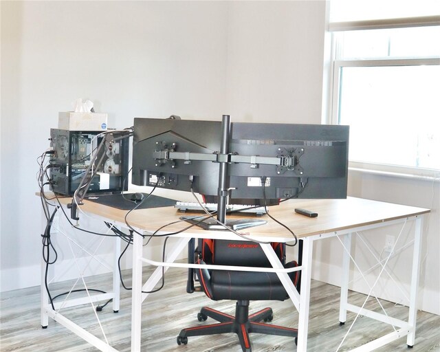 office area with wood finished floors