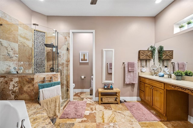 4301 W San Luis St, Tampa, FL 33629 - full bath featuring toilet, a shower stall, and vanity