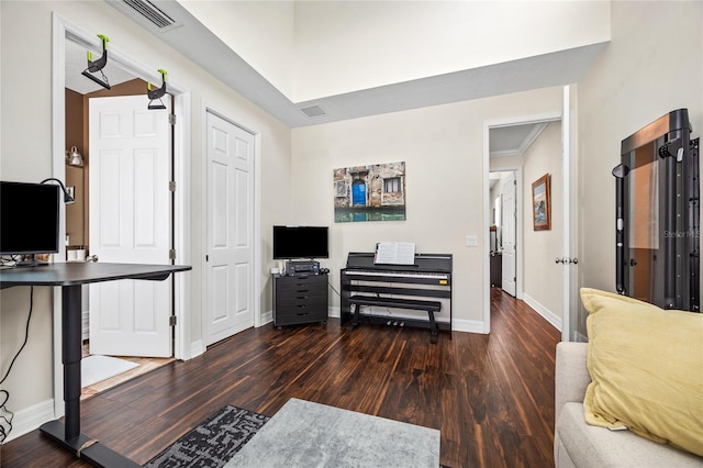 4301 W San Luis St, Tampa, FL 33629 - office with visible vents, dark wood finished floors, and baseboards