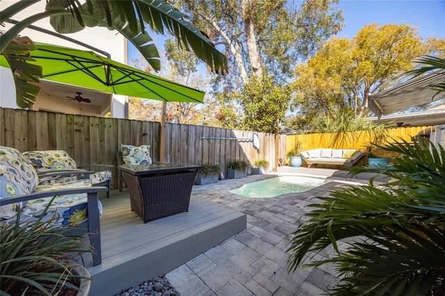 4301 W San Luis St, Tampa, FL 33629 - view of patio / terrace with a fenced backyard and an outdoor hangout area