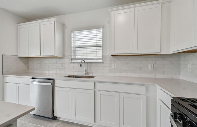 10352 Cross River Trl, Parrish, FL 34219 - kitchen with dishwasher, a sink, white cabinets, and tasteful backsplash