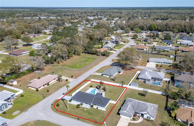 aerial view with a residential view