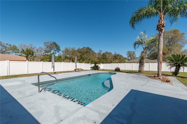 view of swimming pool with a fenced in pool, a patio area, and a fenced backyard