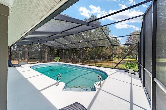 pool featuring a patio area and a lanai