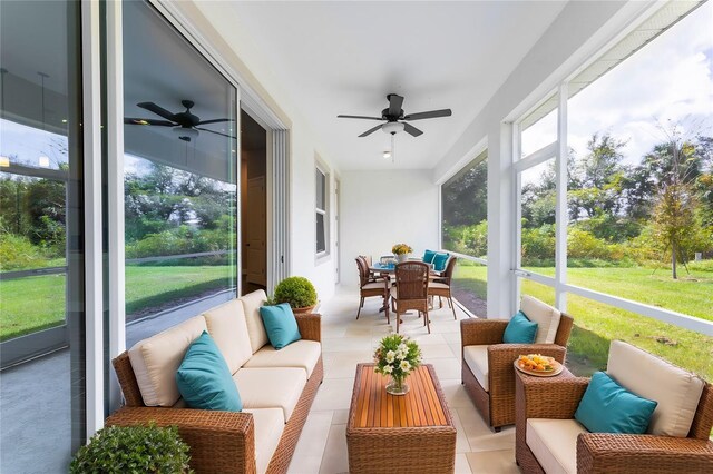 16388 Cape Horn Blvd, Punta Gorda, FL 33955 - sunroom with a ceiling fan