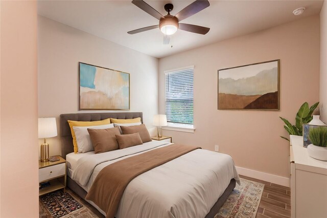 16388 Cape Horn Blvd, Punta Gorda, FL 33955 - bedroom with a ceiling fan, baseboards, and wood finished floors