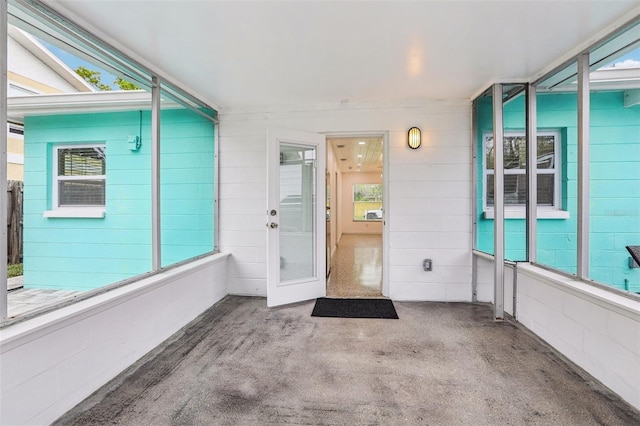 view of unfurnished sunroom