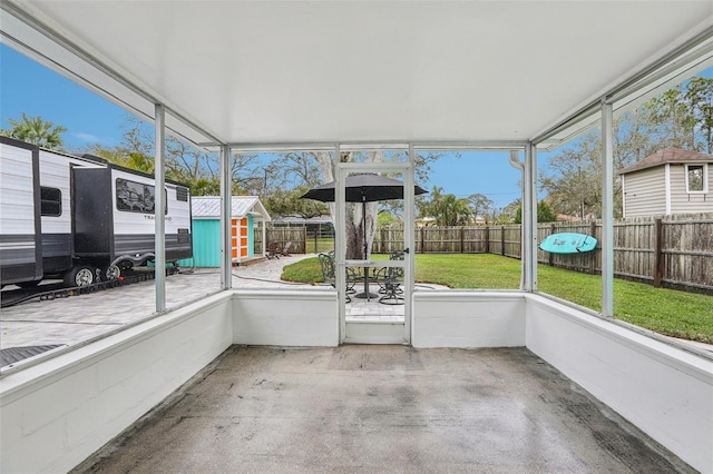 view of unfurnished sunroom