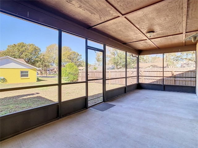 view of unfurnished sunroom