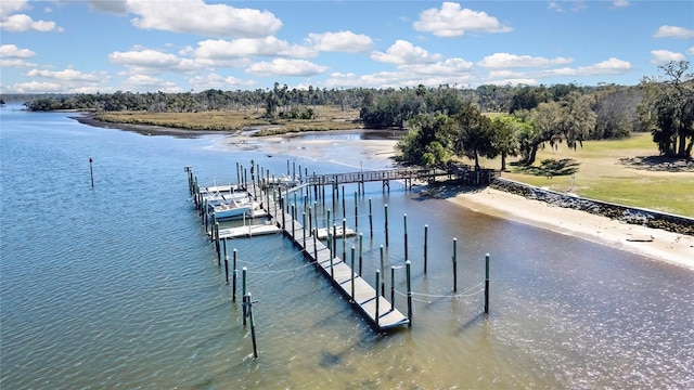 dock area featuring a water view