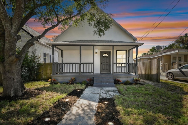 view of front facade featuring covered porch