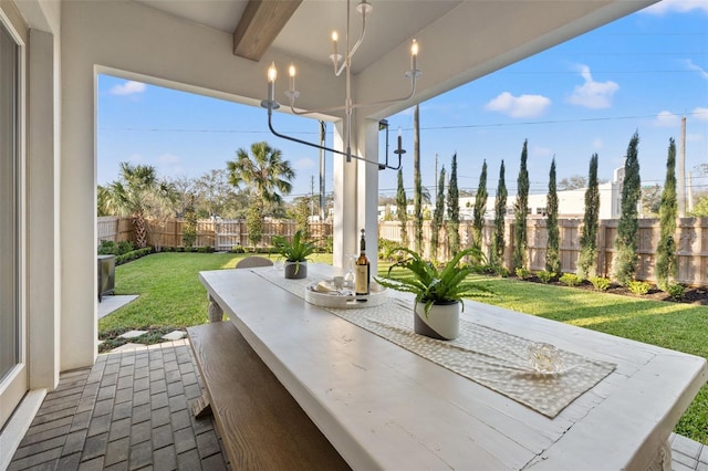 view of patio featuring outdoor dining area and a fenced backyard