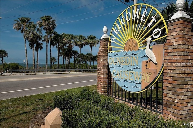 view of community sign